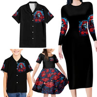 Lady Skull Family Matching Long Sleeve Bodycon Dress and Hawaiian Shirt They Ask You To Be Yourself And Yet They Judge You - Wonder Print Shop
