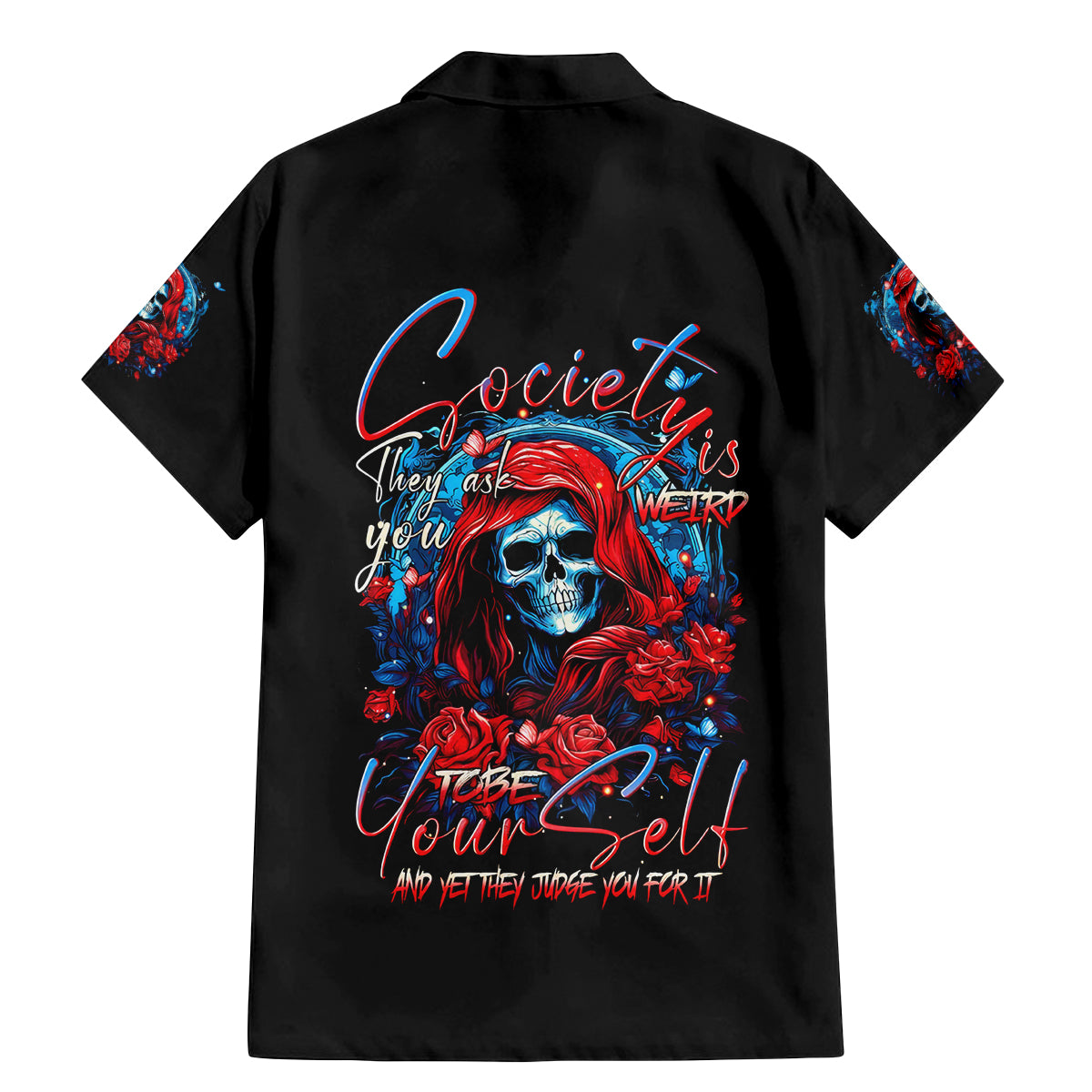 Lady Skull Family Matching Mermaid Dress and Hawaiian Shirt They Ask You To Be Yourself And Yet They Judge You - Wonder Print Shop