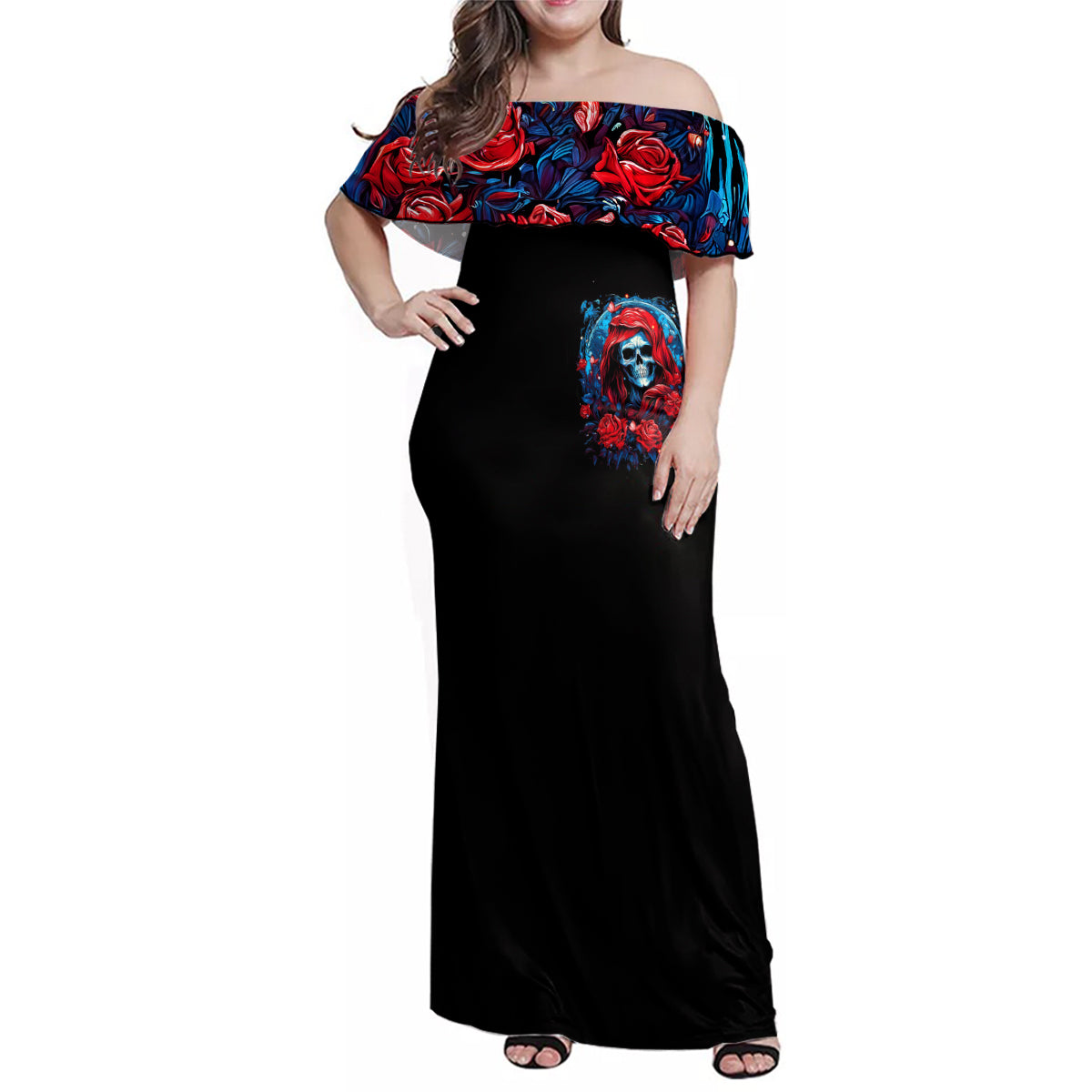Lady Skull Family Matching Off Shoulder Maxi Dress and Hawaiian Shirt They Ask You To Be Yourself And Yet They Judge You - Wonder Print Shop