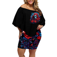 Lady Skull Family Matching Off Shoulder Short Dress and Hawaiian Shirt They Ask You To Be Yourself And Yet They Judge You - Wonder Print Shop
