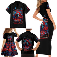 Lady Skull Family Matching Short Sleeve Bodycon Dress and Hawaiian Shirt They Ask You To Be Yourself And Yet They Judge You - Wonder Print Shop