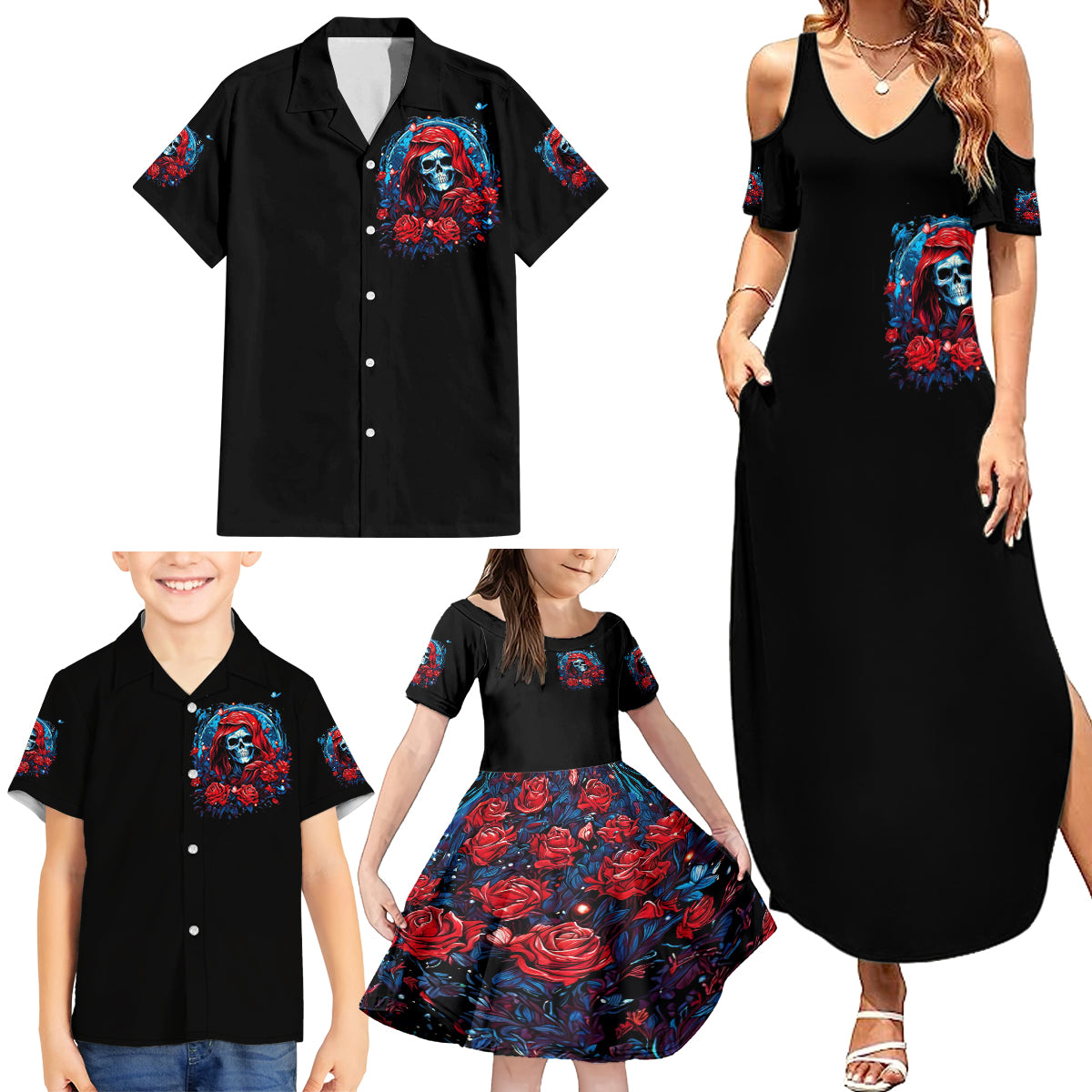 Lady Skull Family Matching Summer Maxi Dress and Hawaiian Shirt They Ask You To Be Yourself And Yet They Judge You - Wonder Print Shop