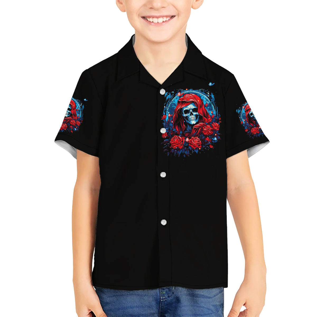 Lady Skull Kid Hawaiian Shirt They Ask You To Be Yourself And Yet They Judge You - Wonder Print Shop