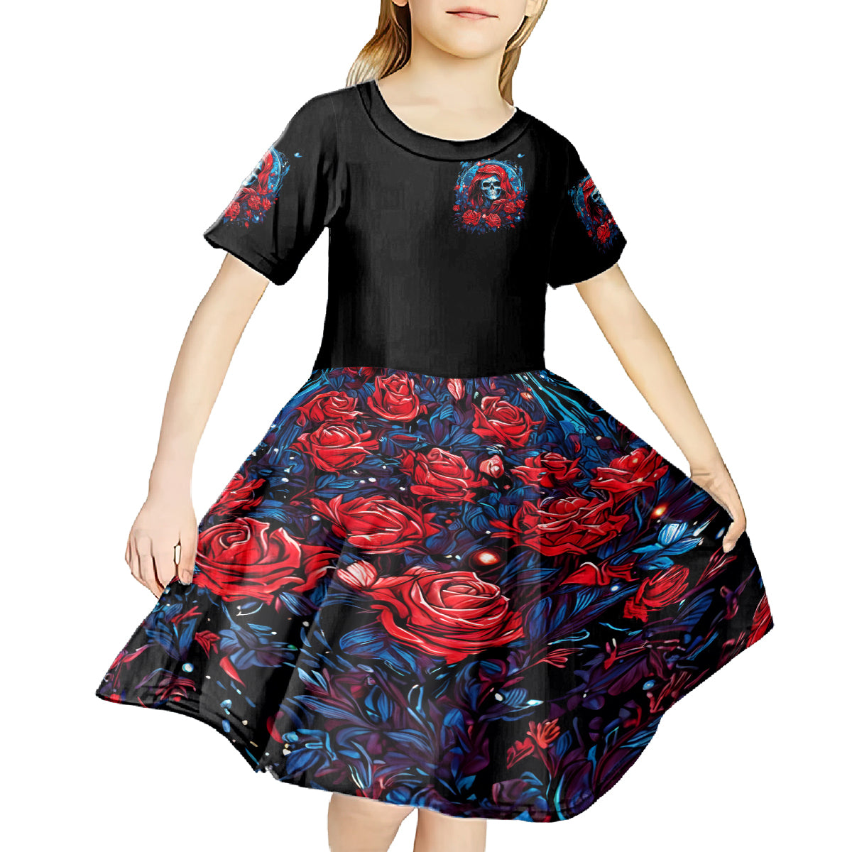 Lady Skull Kid Short Sleeve Dress They Ask You To Be Yourself And Yet They Judge You - Wonder Print Shop