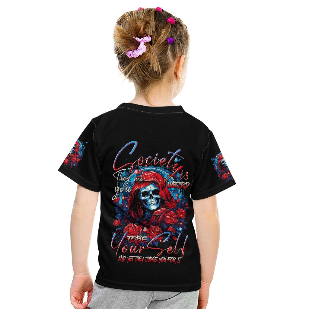 Lady Skull Kid T Shirt They Ask You To Be Yourself And Yet They Judge You - Wonder Print Shop