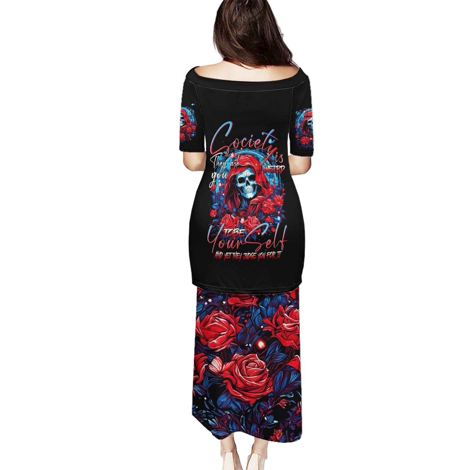 Lady Skull Puletasi They Ask You To Be Yourself And Yet They Judge You - Wonder Print Shop