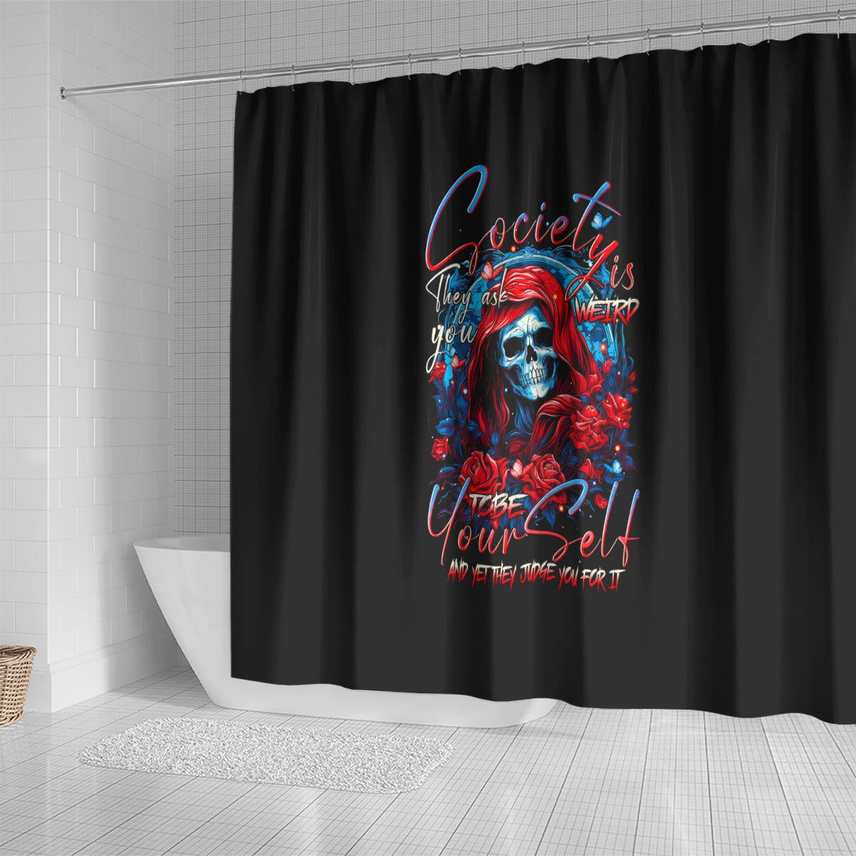lady-skull-shower-curtain-they-ask-you-to-be-yourself-and-yet-they-judge-you