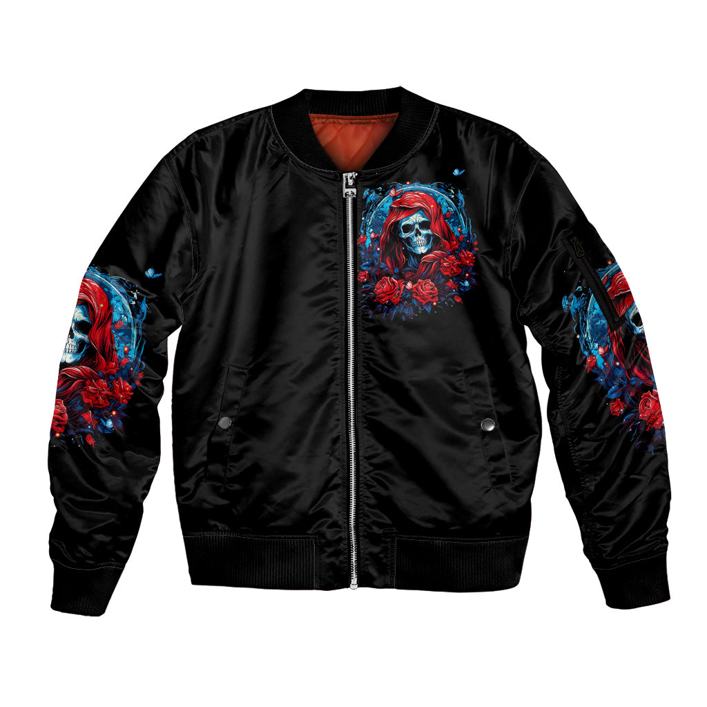 Lady Skull Sleeve Zip Bomber Jacket They Ask You To Be Yourself And Yet They Judge You - Wonder Print Shop