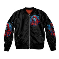 Lady Skull Sleeve Zip Bomber Jacket They Ask You To Be Yourself And Yet They Judge You - Wonder Print Shop
