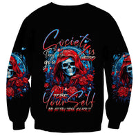 Lady Skull Sweatshirt They Ask You To Be Yourself And Yet They Judge You - Wonder Print Shop