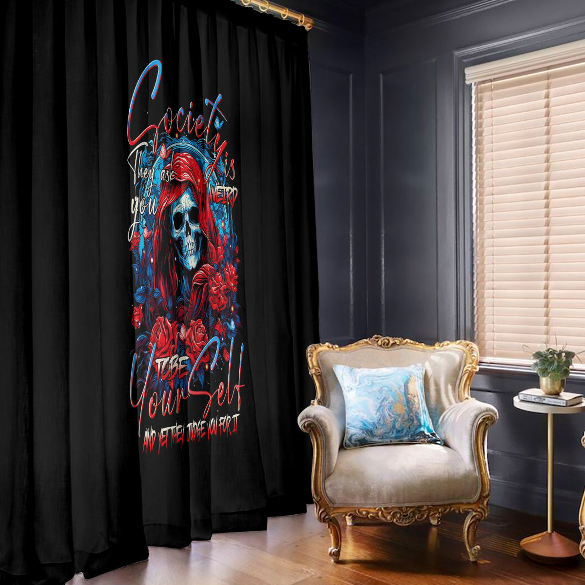 Lady Skull Window Curtain They Ask You To Be Yourself And Yet They Judge You - Wonder Print Shop