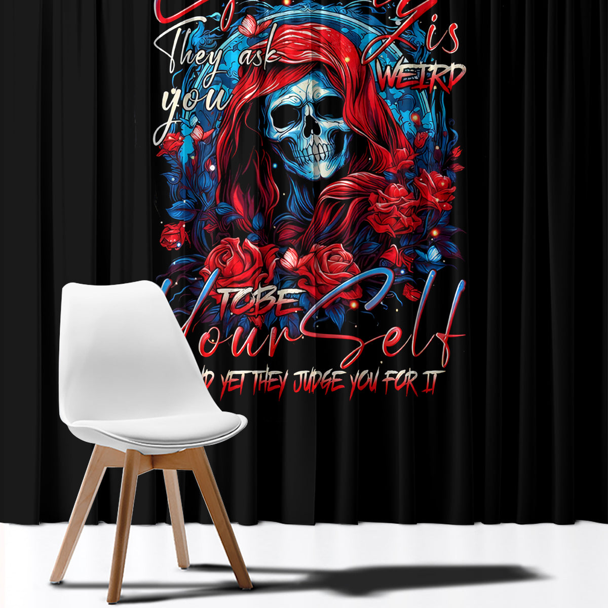Lady Skull Window Curtain They Ask You To Be Yourself And Yet They Judge You - Wonder Print Shop