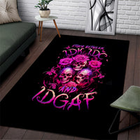 Three Rose Skull Area Rug Stuck Between Idk Idc And Idgaf - Wonder Print Shop