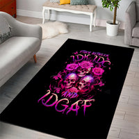 Three Rose Skull Area Rug Stuck Between Idk Idc And Idgaf - Wonder Print Shop