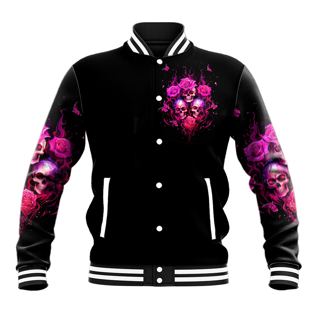 Three Rose Skull Baseball Jacket Stuck Between Idk Idc And Idgaf - Wonder Print Shop