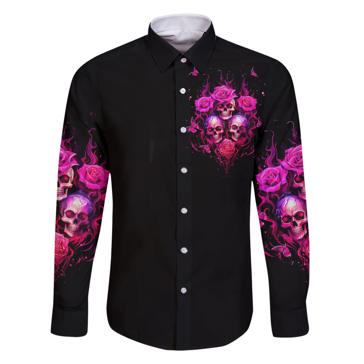 Three Rose Skull Family Matching Off Shoulder Long Sleeve Dress and Hawaiian Shirt Stuck Between Idk Idc And Idgaf - Wonder Print Shop