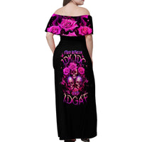 Three Rose Skull Family Matching Off Shoulder Maxi Dress and Hawaiian Shirt Stuck Between Idk Idc And Idgaf - Wonder Print Shop