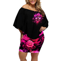 Three Rose Skull Family Matching Off Shoulder Short Dress and Hawaiian Shirt Stuck Between Idk Idc And Idgaf - Wonder Print Shop