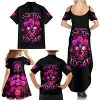 Three Rose Skull Family Matching Summer Maxi Dress and Hawaiian Shirt Stuck Between Idk Idc And Idgaf - Wonder Print Shop