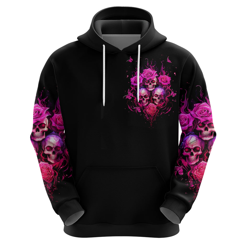 Three Rose Skull Hoodie Stuck Between Idk Idc And Idgaf - Wonder Print Shop
