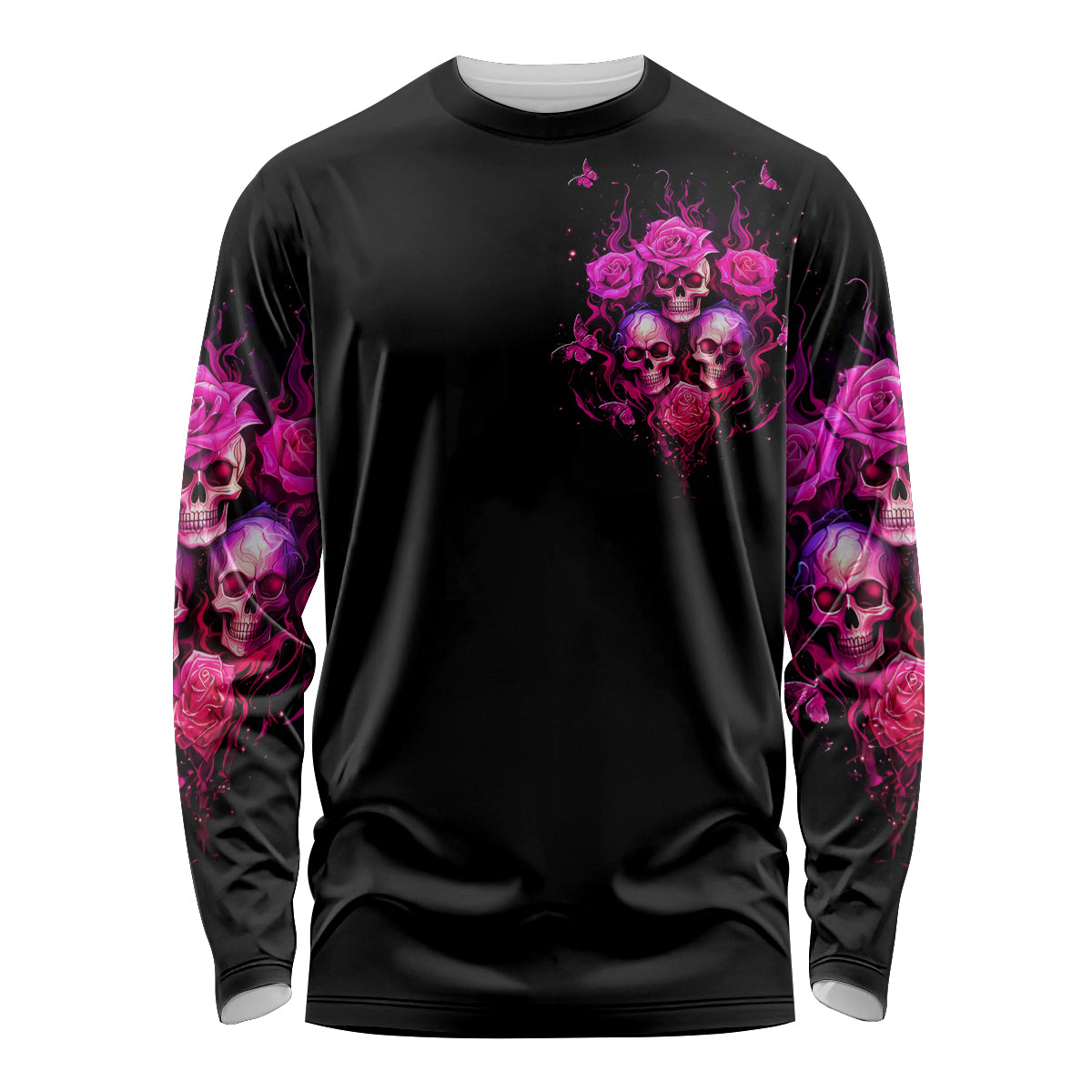 Three Rose Skull Long Sleeve Shirt Stuck Between Idk Idc And Idgaf - Wonder Print Shop