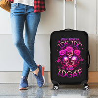 Three Rose Skull Luggage Cover Stuck Between Idk Idc And Idgaf - Wonder Print Shop