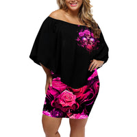 Three Rose Skull Off Shoulder Short Dress Stuck Between Idk Idc And Idgaf - Wonder Print Shop