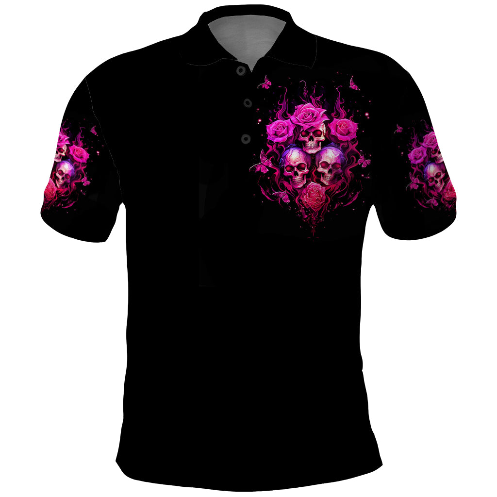 Three Rose Skull Polo Shirt Stuck Between Idk Idc And Idgaf - Wonder Print Shop