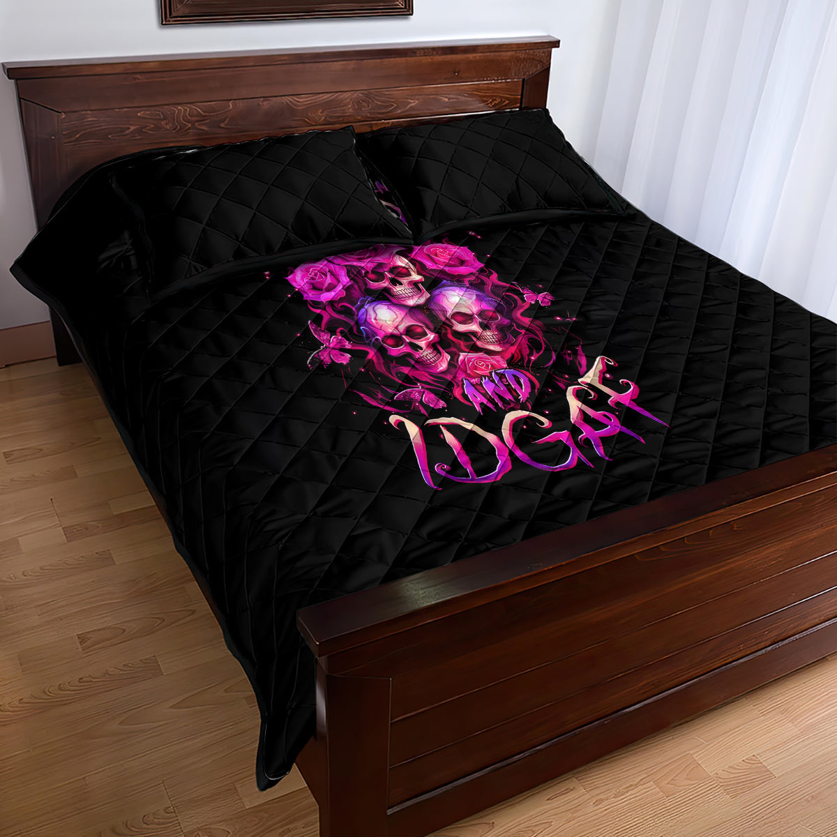 Three Rose Skull Quilt Bed Set Stuck Between Idk Idc And Idgaf - Wonder Print Shop