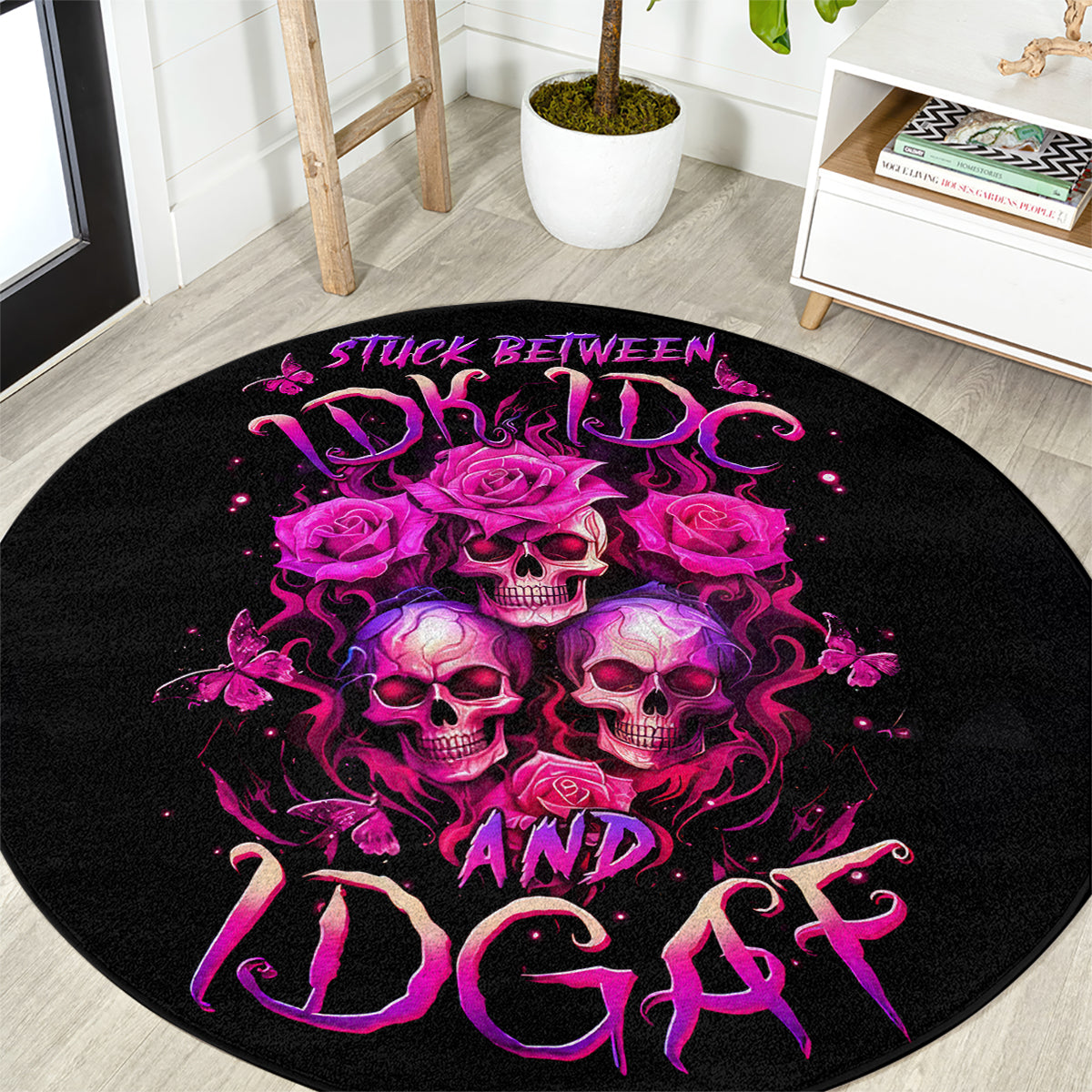three-rose-skull-round-carpet-stuck-between-idk-idc-and-idgaf