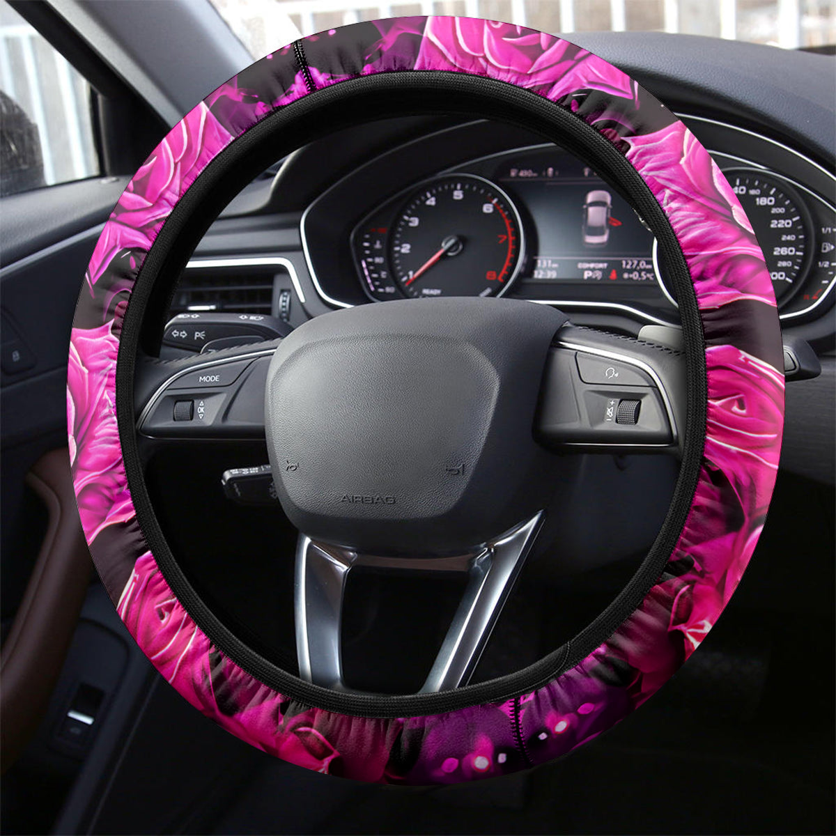 Three Rose Skull Steering Wheel Cover Stuck Between Idk Idc And Idgaf - Wonder Print Shop