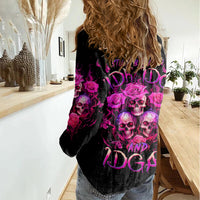 Three Rose Skull Women Casual Shirt Stuck Between Idk Idc And Idgaf - Wonder Print Shop