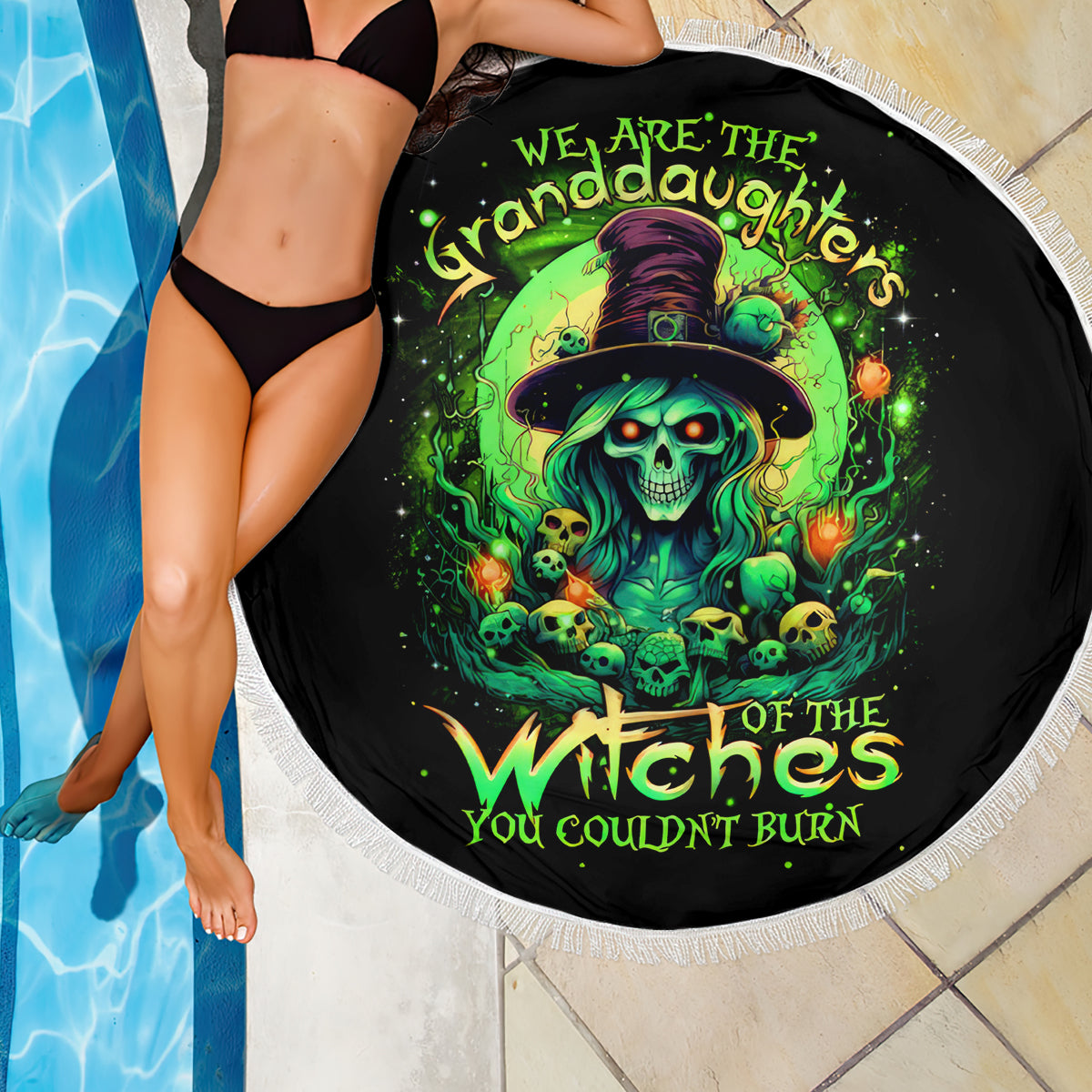 Witch Skull Beach Blanket We Are The Granddaughters Of The Witches - Wonder Print Shop