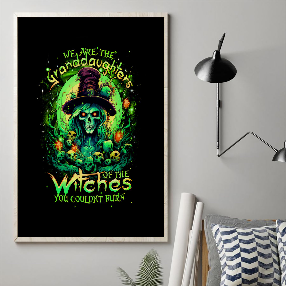 Witch Skull Canvas Wall Art We Are The Granddaughters Of The Witches - Wonder Print Shop