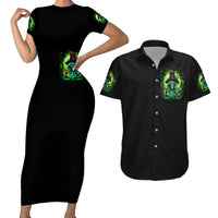 Witch Skull Couples Matching Short Sleeve Bodycon Dress and Hawaiian Shirt We Are The Granddaughters Of The Witches - Wonder Print Shop