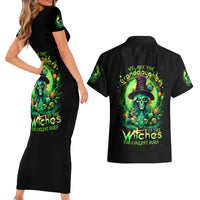 Witch Skull Couples Matching Short Sleeve Bodycon Dress and Hawaiian Shirt We Are The Granddaughters Of The Witches - Wonder Print Shop