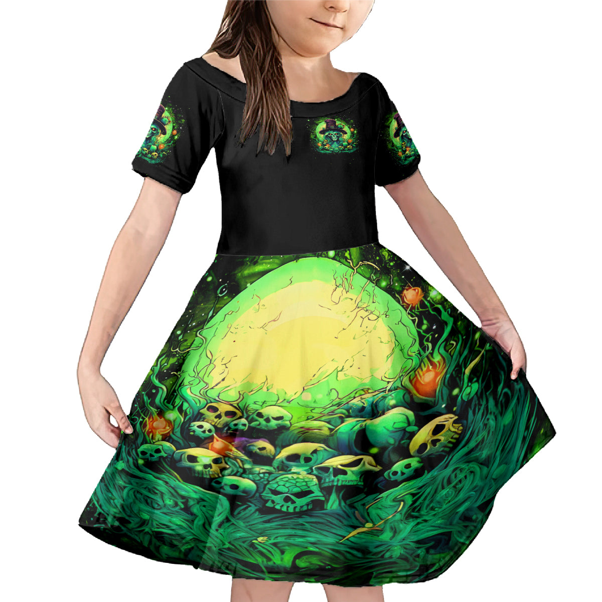 Witch Skull Family Matching Mermaid Dress and Hawaiian Shirt We Are The Granddaughters Of The Witches - Wonder Print Shop