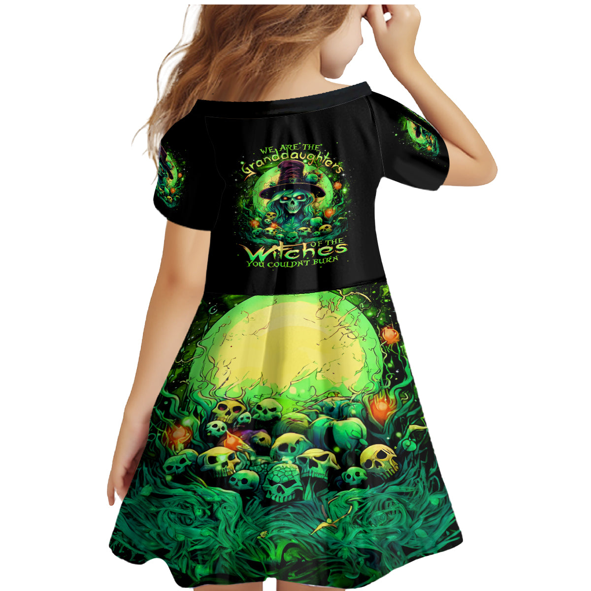 Witch Skull Family Matching Mermaid Dress and Hawaiian Shirt We Are The Granddaughters Of The Witches - Wonder Print Shop