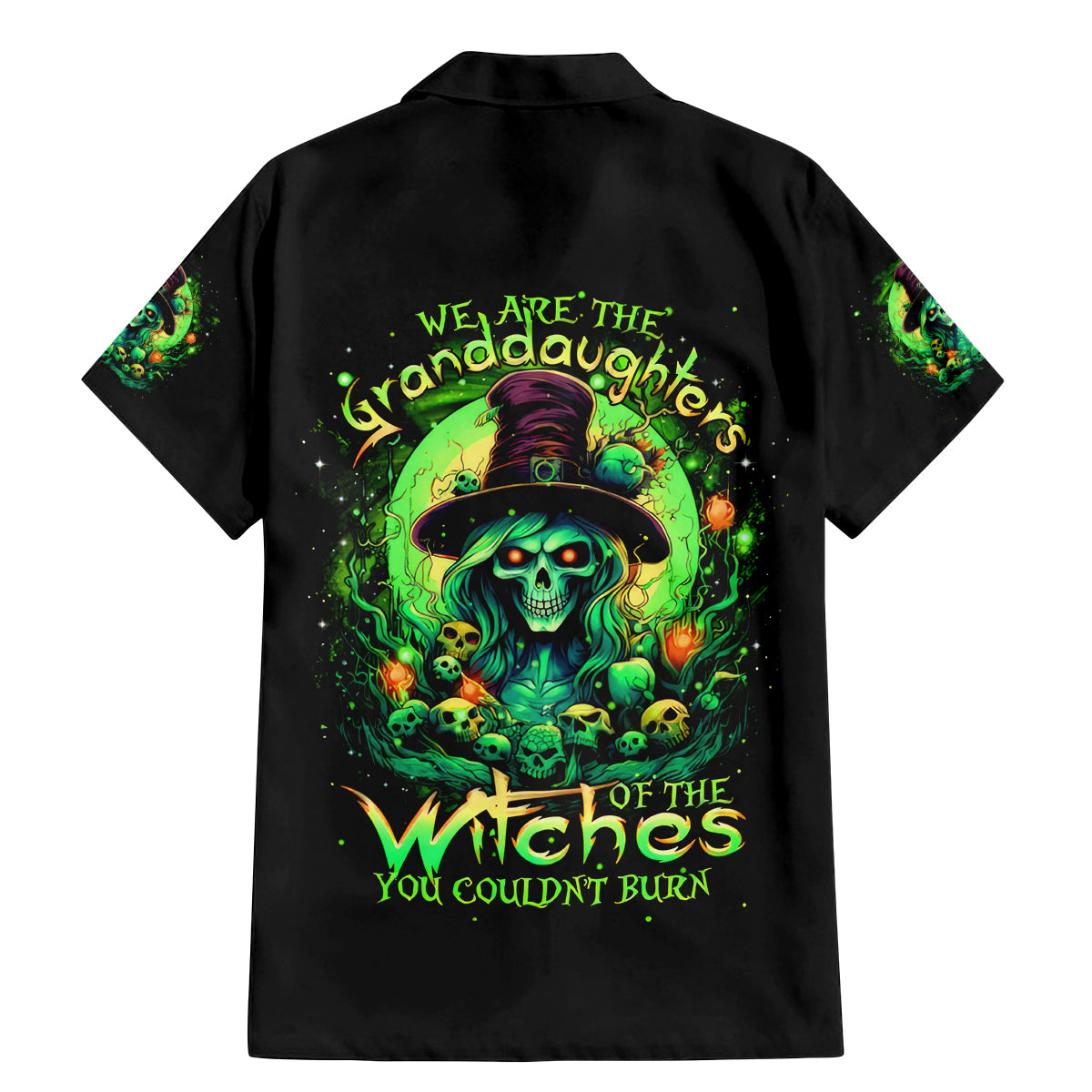Witch Skull Family Matching Mermaid Dress and Hawaiian Shirt We Are The Granddaughters Of The Witches - Wonder Print Shop