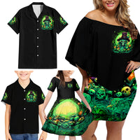 Witch Skull Family Matching Off Shoulder Short Dress and Hawaiian Shirt We Are The Granddaughters Of The Witches - Wonder Print Shop