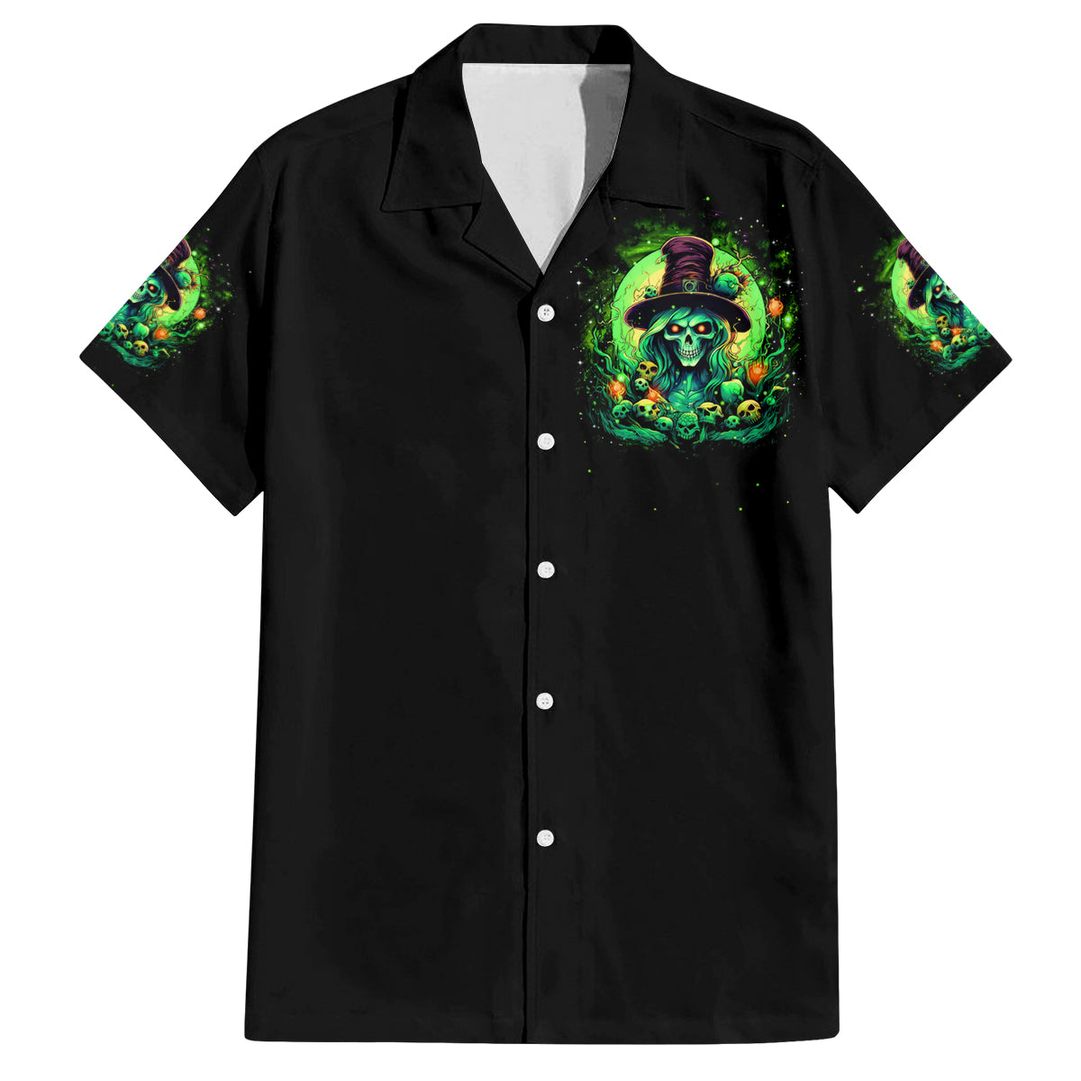 Witch Skull Family Matching Off Shoulder Short Dress and Hawaiian Shirt We Are The Granddaughters Of The Witches - Wonder Print Shop