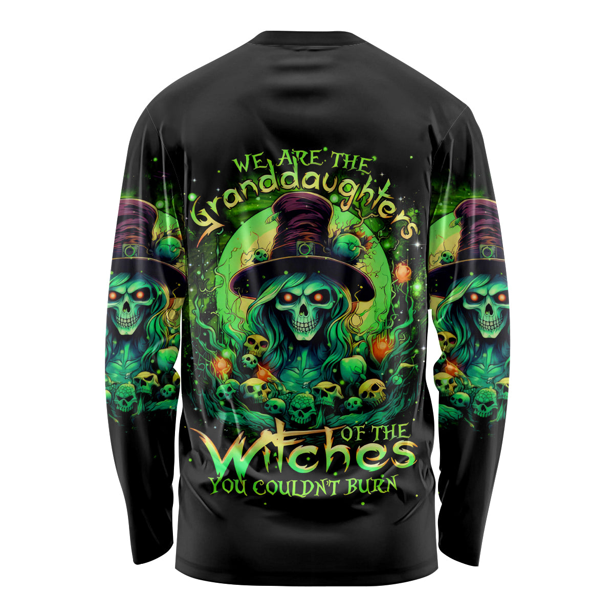 Witch Skull Long Sleeve Shirt We Are The Granddaughters Of The Witches - Wonder Print Shop
