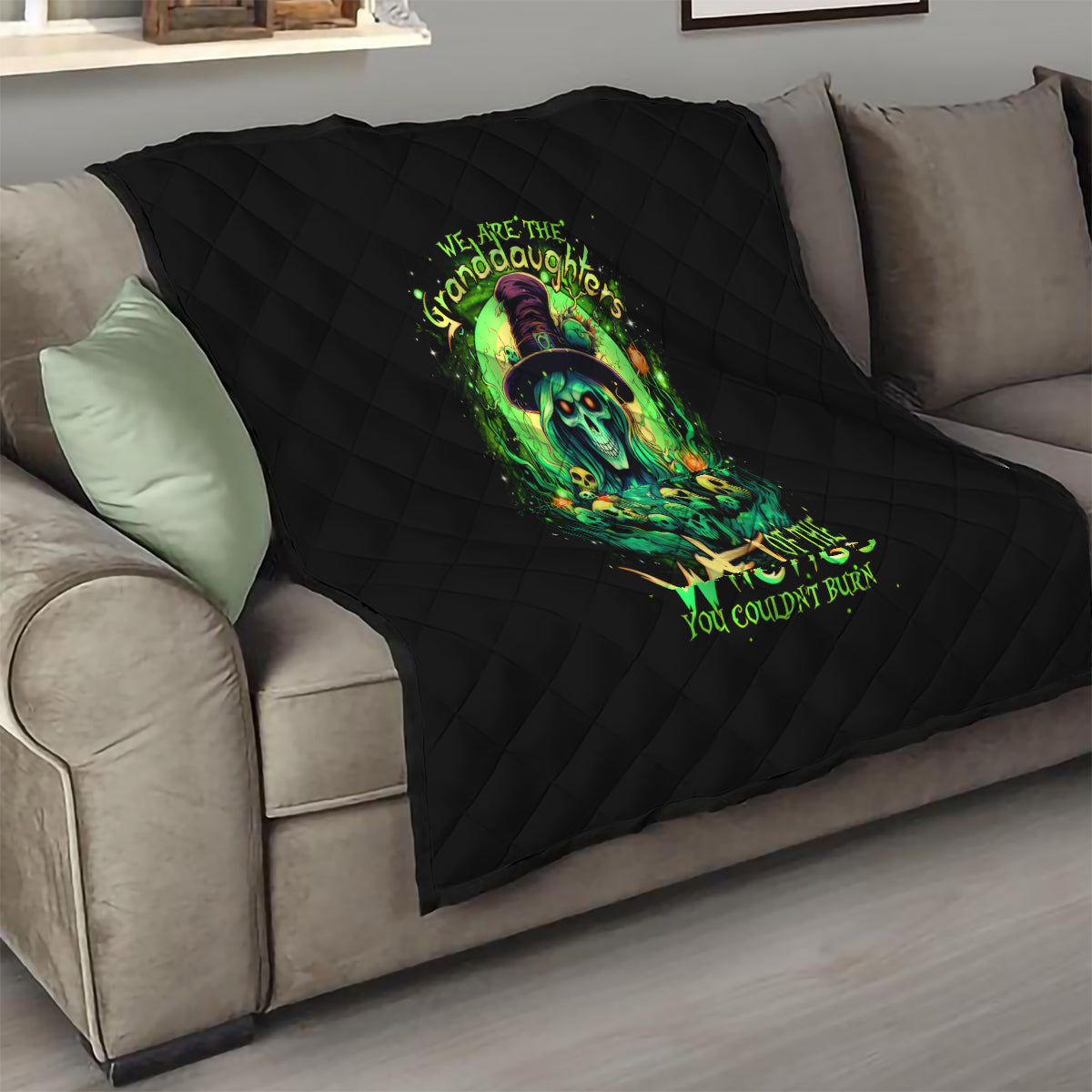 Witch Skull Quilt We Are The Granddaughters Of The Witches - Wonder Print Shop