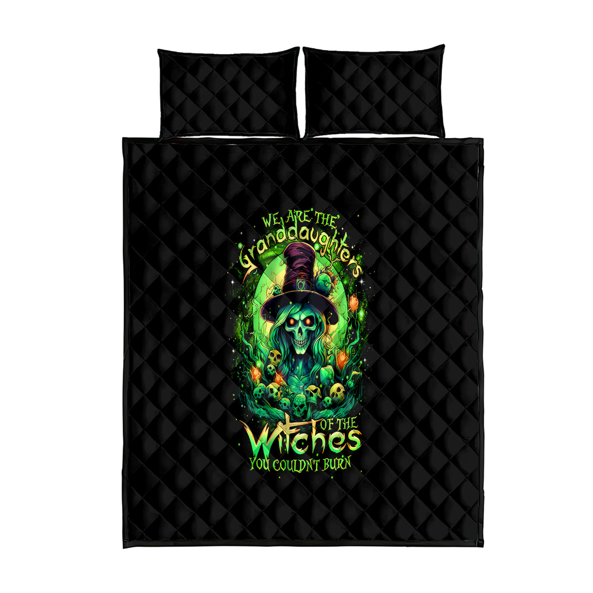 Witch Skull Quilt Bed Set We Are The Granddaughters Of The Witches - Wonder Print Shop