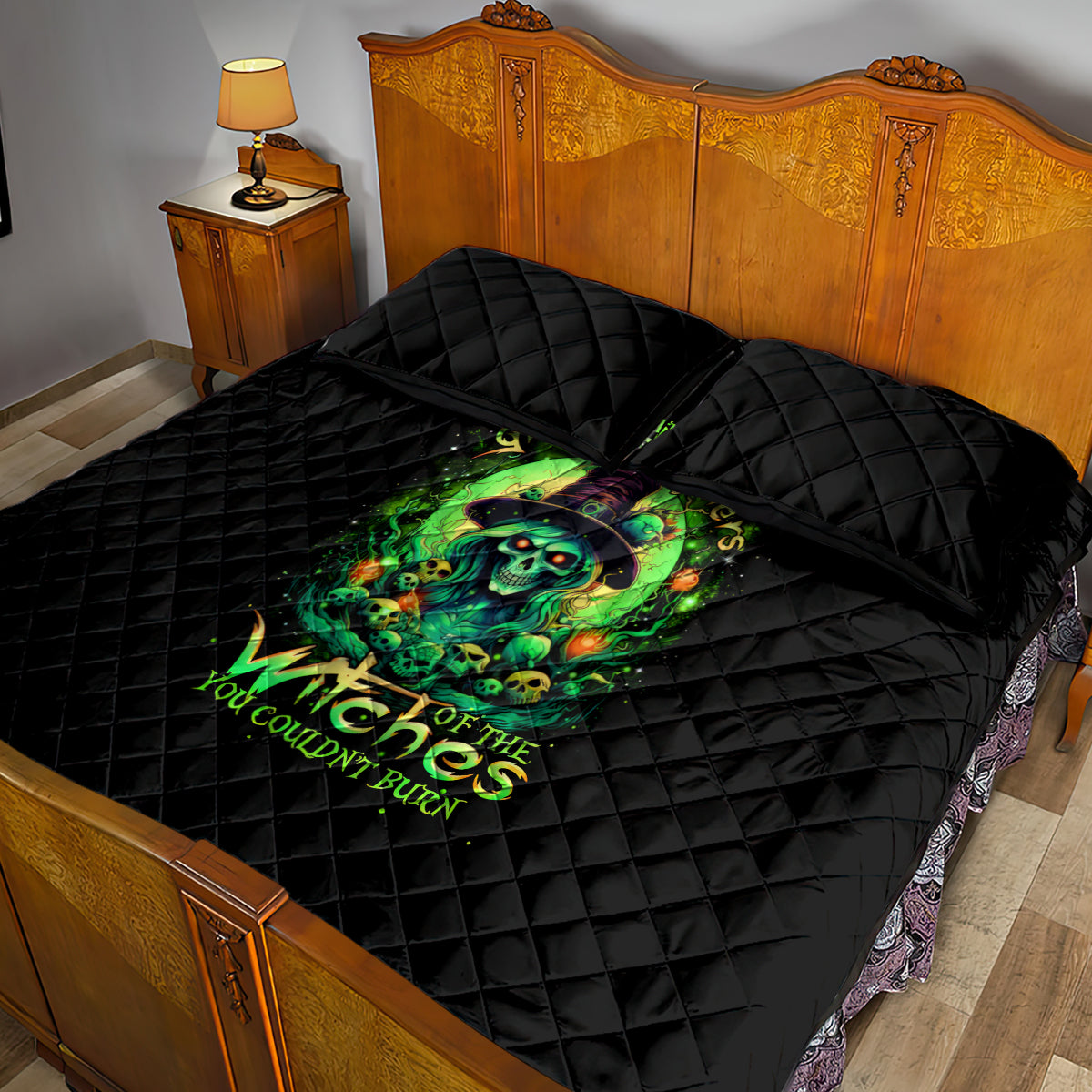 Witch Skull Quilt Bed Set We Are The Granddaughters Of The Witches - Wonder Print Shop