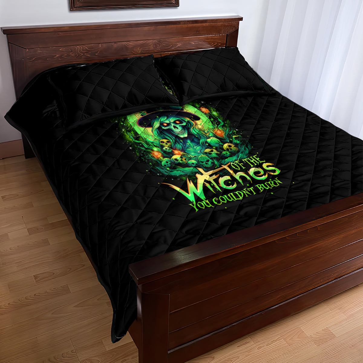 Witch Skull Quilt Bed Set We Are The Granddaughters Of The Witches - Wonder Print Shop
