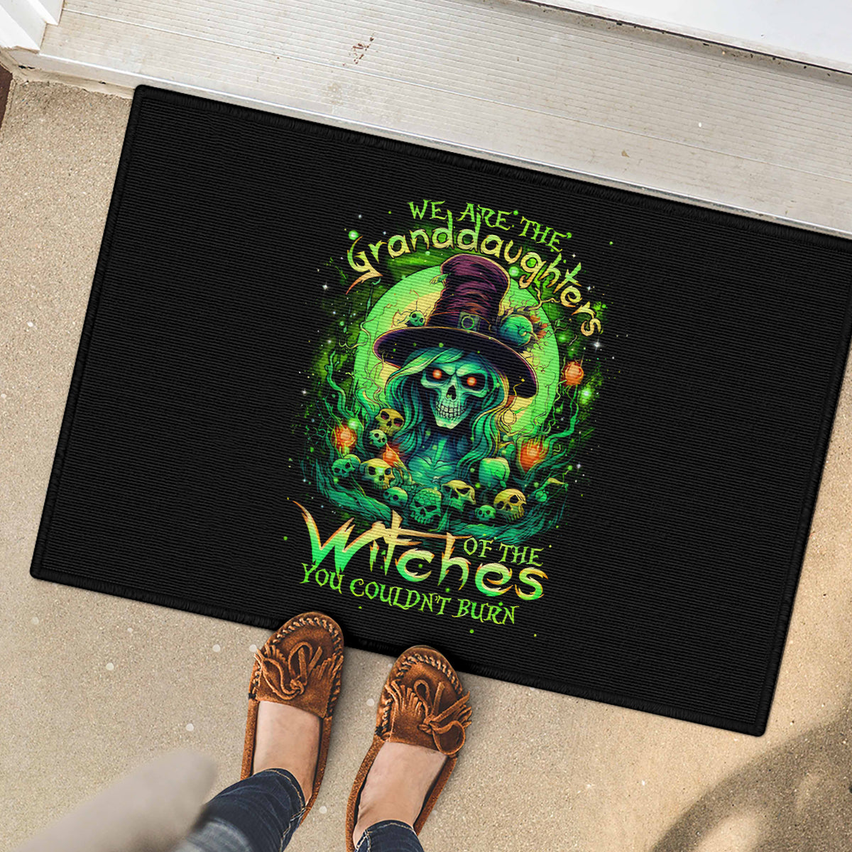 Witch Skull Rubber Doormat We Are The Granddaughters Of The Witches - Wonder Print Shop