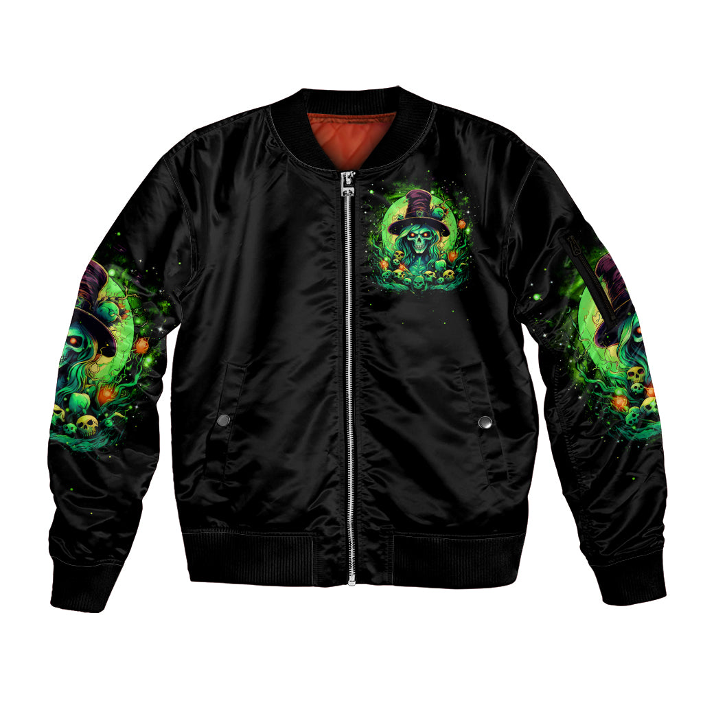 Witch Skull Sleeve Zip Bomber Jacket We Are The Granddaughters Of The Witches - Wonder Print Shop