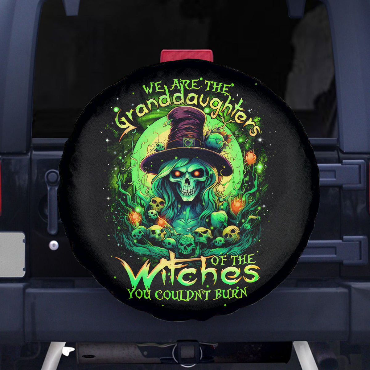 Witch Skull Spare Tire Cover We Are The Granddaughters Of The Witches - Wonder Print Shop