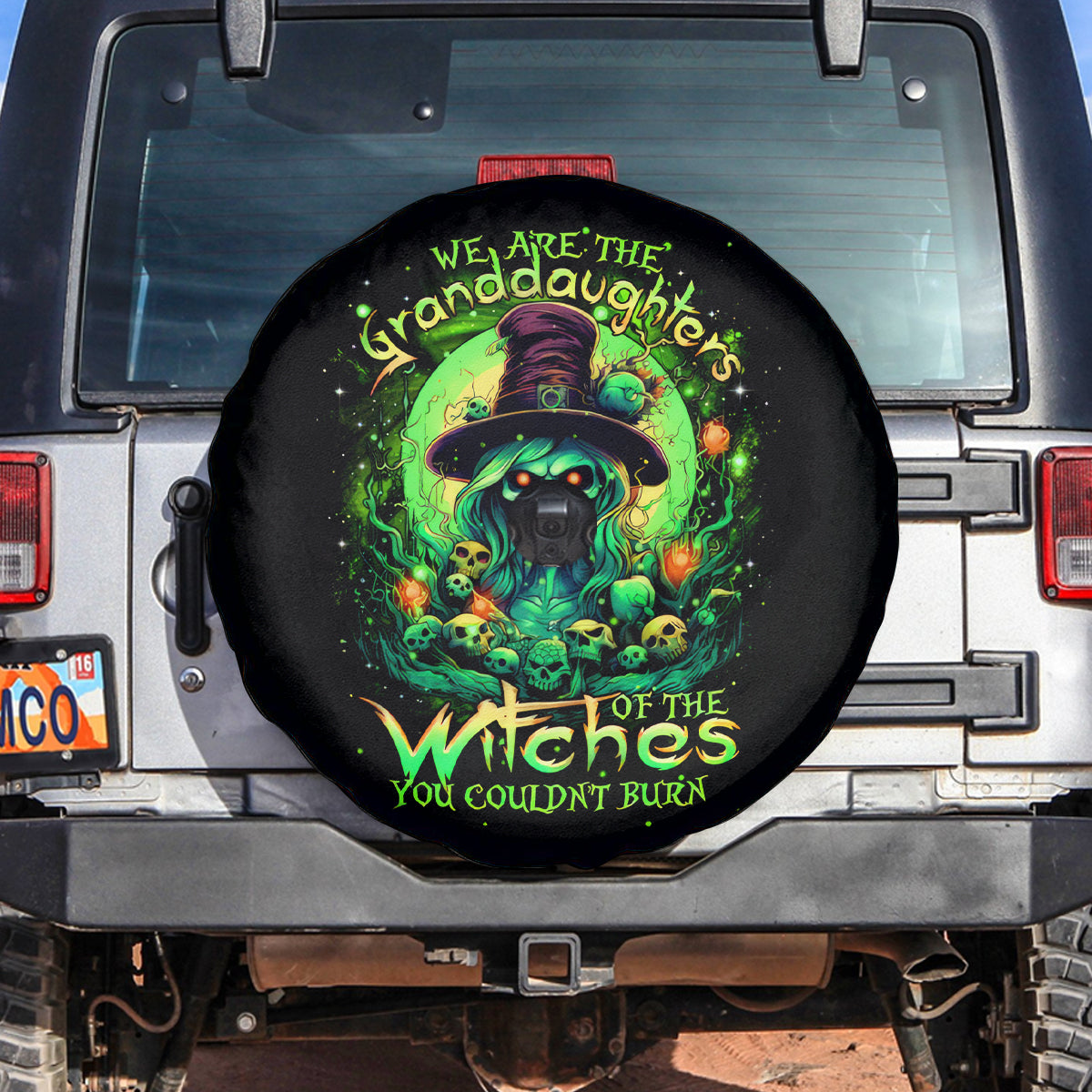 Witch Skull Spare Tire Cover We Are The Granddaughters Of The Witches - Wonder Print Shop